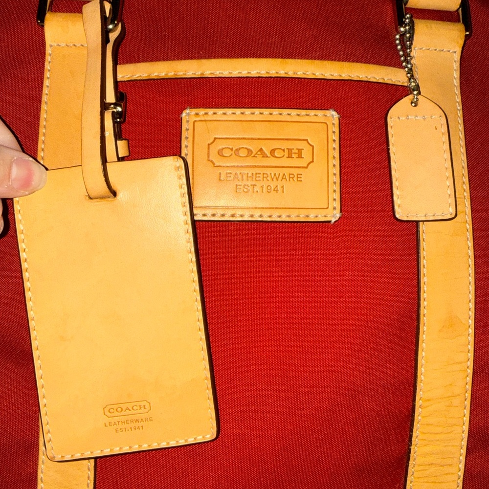 Coach Vintage Transatlantic XL Weekender Red Canvas and Leather 5968 - Picture 4 of 12